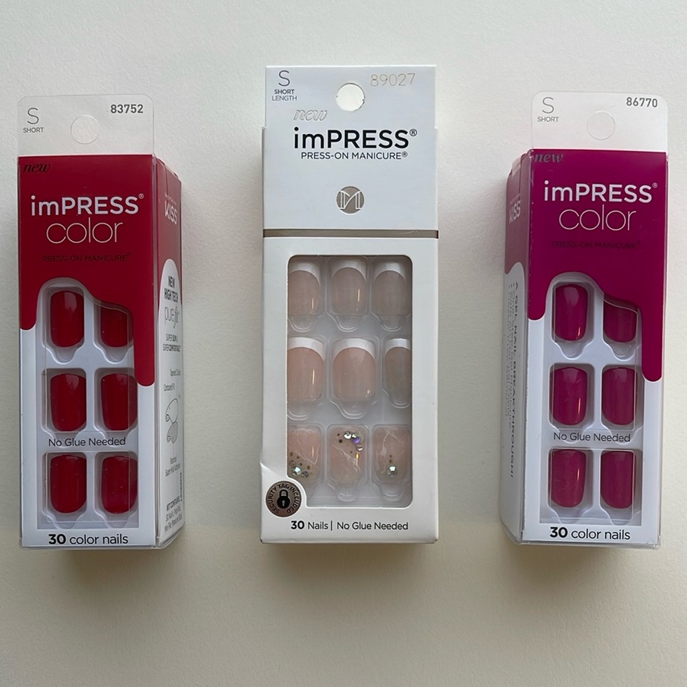 Lot of 3 sets of unopened impress press on nails.